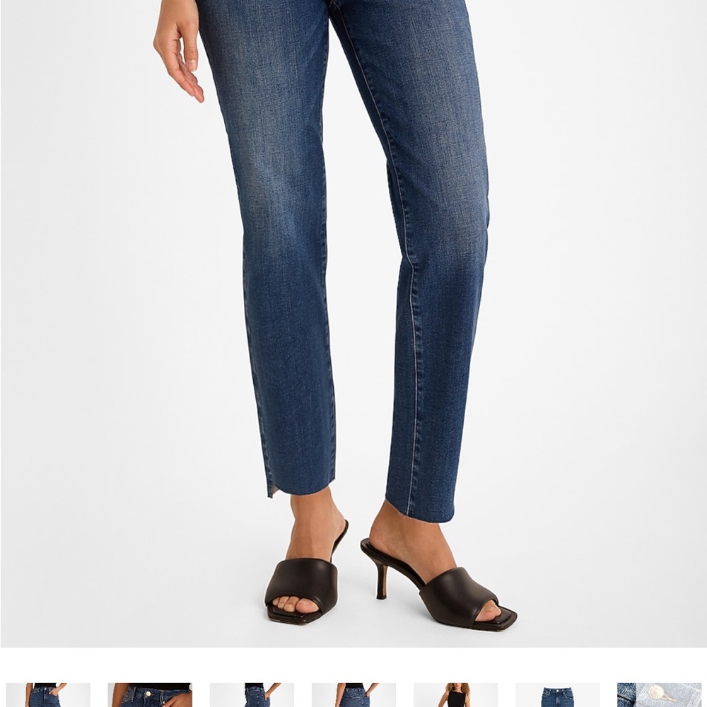 NWT Express Women's High Waisted FlexX Raw Hem Straight Ankle Jeans